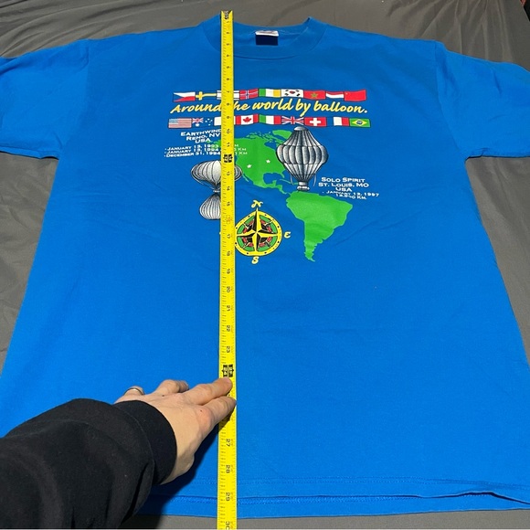 VINTAGE JERZEES AROUND THE WORLD BY BALLOON T-SHIRT MENS LARGE PRESHRUNK GRAPHIC - Picture 7 of 10